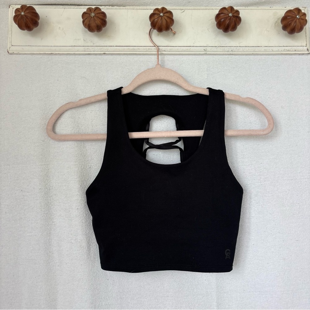Good American Black Sports Bra with Cutout back Design
